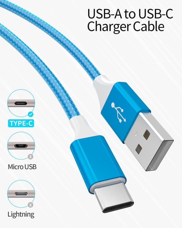 Thumbnail 3 de HKYUSHINE USB-C Charger Cable (6-pack) – braided USB-A to USB-C fast charge, 3.1A, multiple lengths