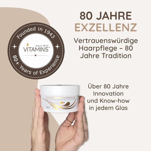 Detalle de Vitamins Keratin Haarmaske für sehr trockenes Haar 1 😮