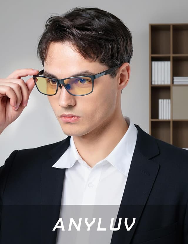 Detalle 2 de ANYLUV Blue Light Blocking Glasses for Men (Lightweight Al-Mg Metal Anti-Eye Strain)