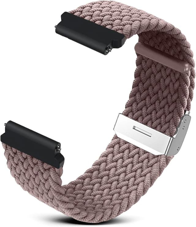 Detalle de RoYiio gewebtes Nylon-Uhrenarmband (Anstoßbreite 22 mm) mit Schnellverschluss – Rauch Lila