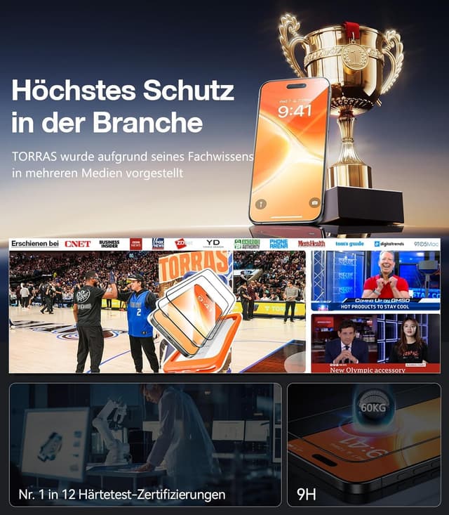 Detalle 2 de TORRAS Glasfolie für iPhone 13/13 Pro & 14 2er Pack