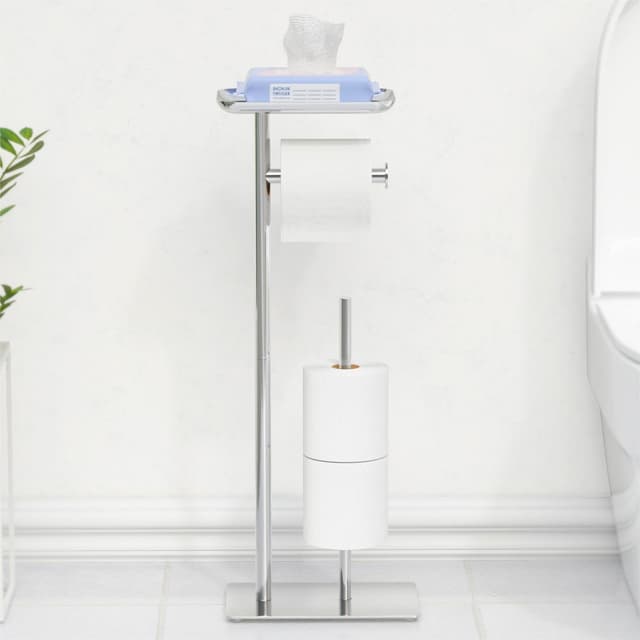 Detalle de Portarotolo carta igienica autoportante in acciaio inox con ripiano superiore e spazio per 4 rotoli