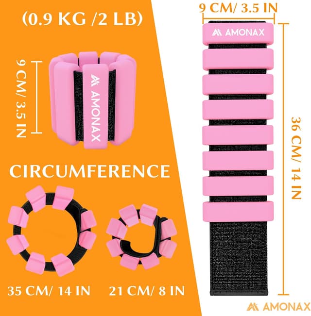 Thumbnail 4 de Amonax Adjustable Ankle and Wrist Weights 1 lb 🏋️♀