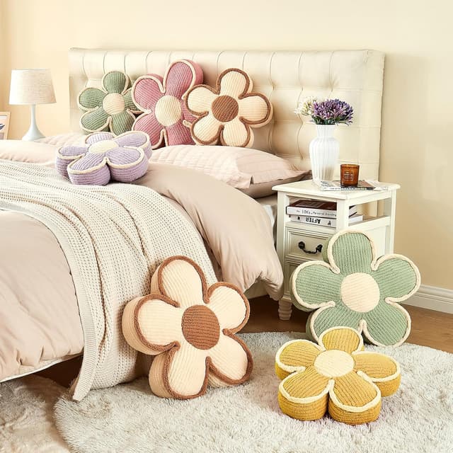 Thumbnail 6 de Mepherl Black Flower Shaped Pillow 13.7" Flower Throw Pillow 🟡🎯?