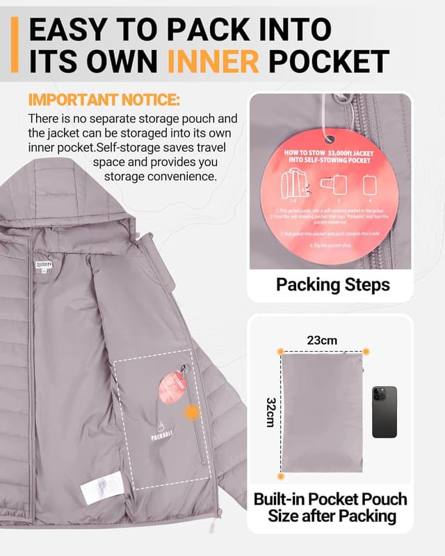 Thumbnail 2 de 33,000ft Damen Leichte Steppjacke Packbar