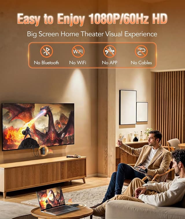 Detalle de Aceele Wireless HDMI Transmitter and Receiver (4K decode, 1080P/60Hz output) with LCD and dual WiFi