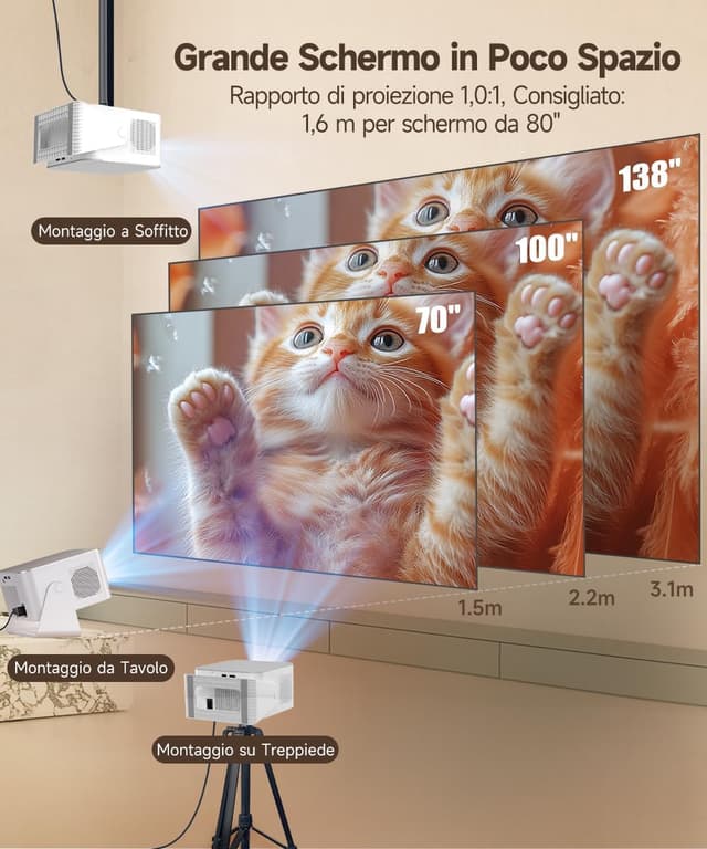 Thumbnail 6 de HY350MAX Mini proiettore portatile 1080P con Android 14 e Wi‑Fi 6