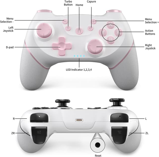 Detalle de AceGamer 2pcs Wireless Controller for Switch 2 / Switch / Switch Lite / OLED with Turbo, Dual Vibration, Screenshot & Wake-up