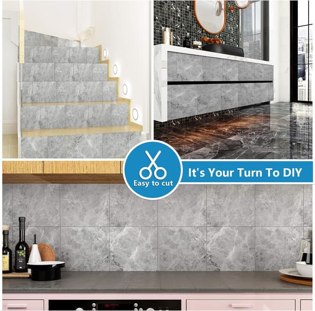 Thumbnail 3 de VEELIKE Grey Concrete Floor Tiles 30 cm