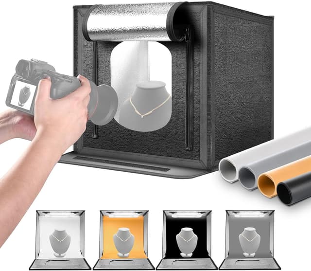 Detalle de NEEWER 40W Upgraded Photo Studio Light Box (16x16 in) with 4 Backdrops, 5600K 144 LEDs, LP40