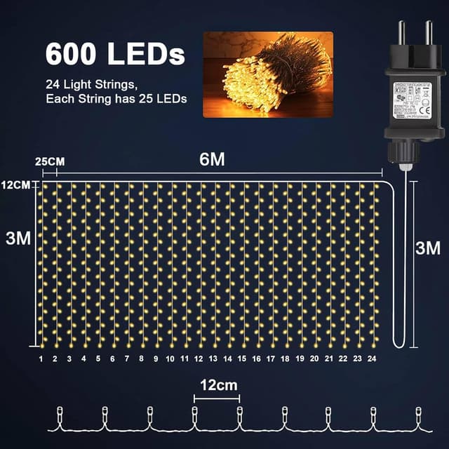 Thumbnail 3 de yowin 2 Pezzi Tenda Luminosa 6m x 3m 600 LED