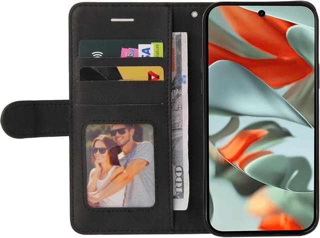 Detalle 2 de CXTCASE Handyhülle für Google Pixel 10 Pro XL – Klapphülle mit Kartenfächern und Kickstand, Schwarz