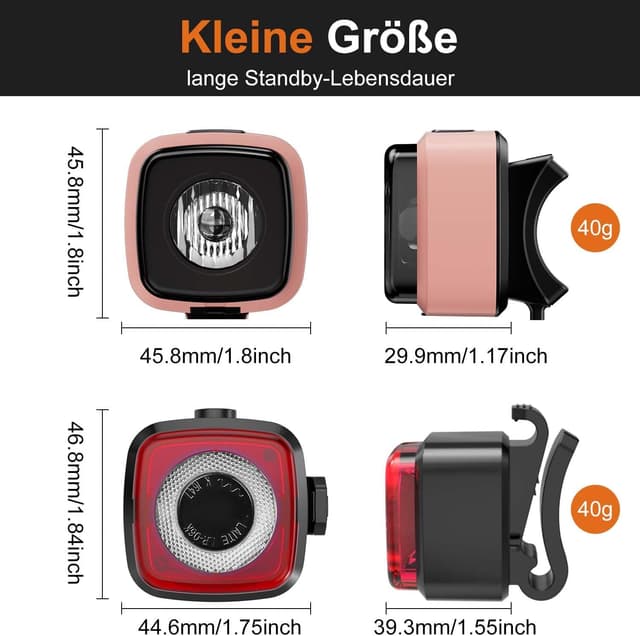 Thumbnail 6 de Antimi Antimi Fahrradleuchten-Set (StVZO-zugelassen) – LED Front- und Rücklicht USB-C