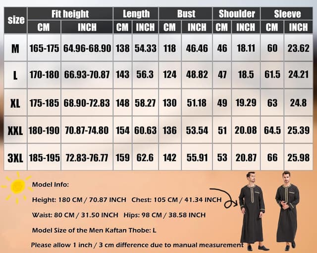 Thumbnail 4 de KRUIHAN Vêtements Musulmans Homme Kaftan Abaya Blanc Noir