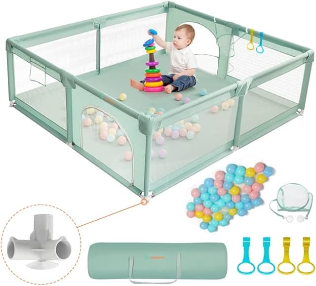 Imagen de COMOMY Parque Infantil Bebe 200x180x66 cm con Pit Balls en OfertitasTOP