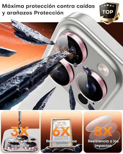 Thumbnail 3 de TOCOL Protection d'objectif iPhone 16 Pro Max, verre trempé HD, anti-buée, rose ⚙