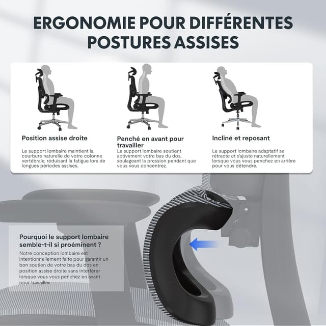 Thumbnail 2 de FLEXISPOT ErgoX Chaise Bureau ergonomique 1️⃣
