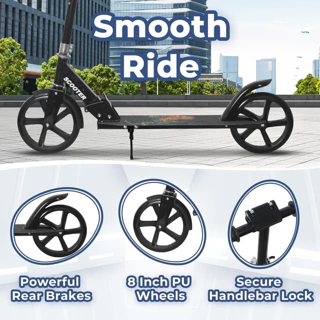 Detalle 1 de Nattork Kids & Teen Kick Scooter (6+), Foldable 8-Inch Wheels, Adjustable Handlebar — Up to 220 lb