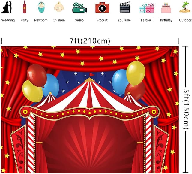 Thumbnail 6 de BUTEN Circus Carnival Backdrop 7x5ft