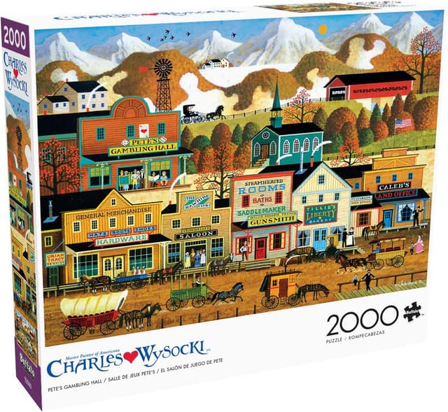 Detalle de Buffalo Games Charles Wysocki Pete’s Gambling Hall 2000-Piece Jigsaw Puzzle (38.5 x 26.5in)