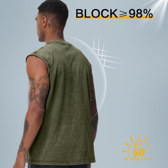 Detalle 2 de Herren Fitness Tanktop Baumwolle kurzarm