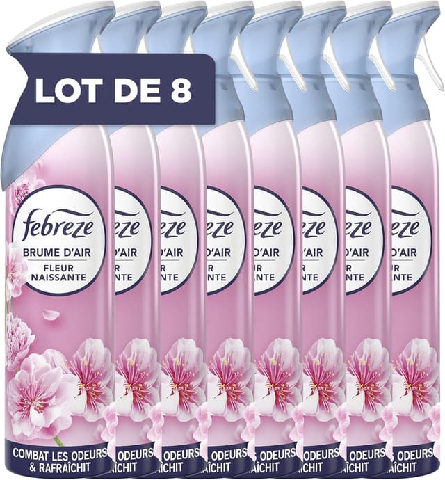 Detalle de Febreze Spray désodorisant 2 en 1 Fleur Naissante – lot de sprays (185 ml x8)
