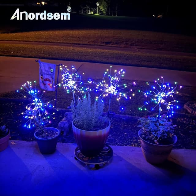 Detalle 2 de Anordsem Solar Outdoor Firework LED Fairy Lights (4 Pack) – Waterproof DIY Copper-Wire Garden Ornaments