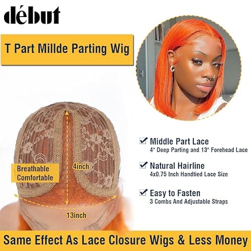 Thumbnail 1 de DÉBUT Perruque cheveux humains orange 20 cm ⚙