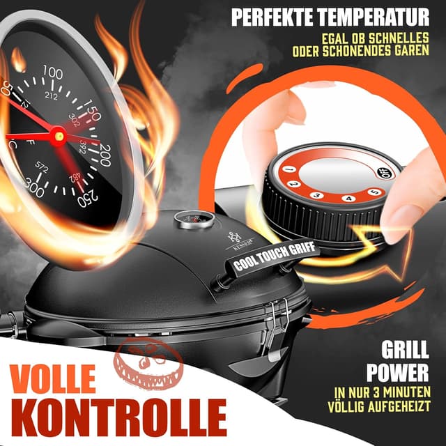 Detalle 1 de KESSER® 2in1 Elektrogrill Tischgrill & Standgrill mit Deckel, Thermostat, Antihaftbeschichtung (2400 Watt)