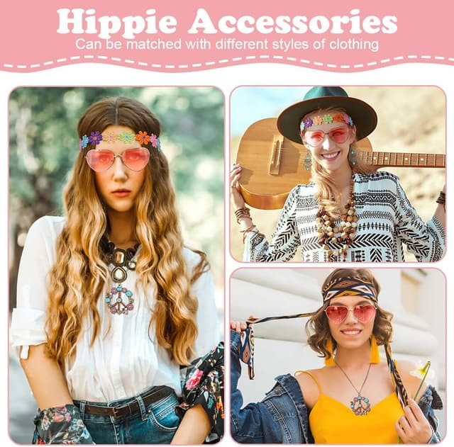 Thumbnail 4 de AOOWU Conjunto disfraz hippie 5 piezas