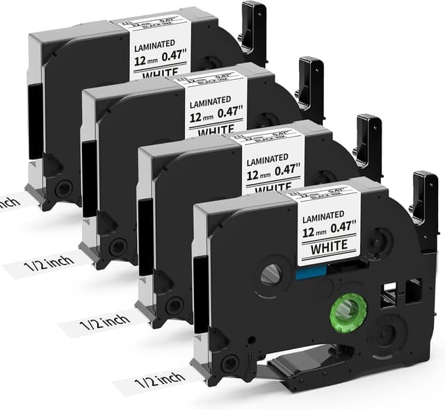 Detalle de MarkField TZe-231 Schriftband kompatibel zu Brother P-Touch, 12 mm, schwarz auf weiß (4er Set)