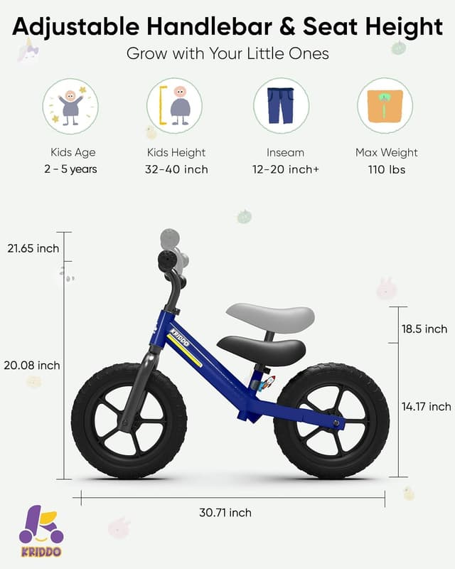 Thumbnail 6 de KRIDDO Toddler Balance Bike 12-inch