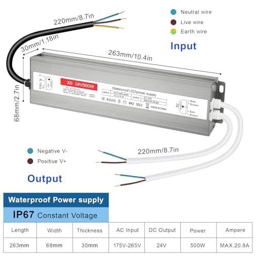 Thumbnail 1 de Transformador LED IP67 24V 500W para tiras y bombillas⚡