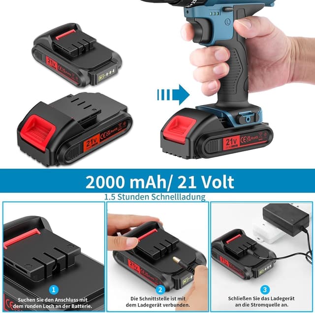 Detalle de Bogseth 21V Akkuschrauber Set mit 45 Nm