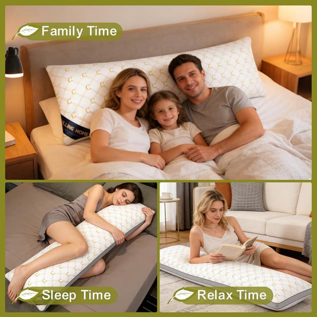 Detalle 2 de Chilling Home Seitenschläferkissen mit Bezug (137 x 53 cm) – Still- und Schwangerschaftskissen für Seitenlage