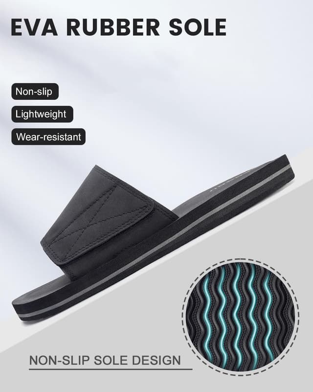 Detalle de LANGDU claquettes homme réglables pour piscine, noir, pointure 41