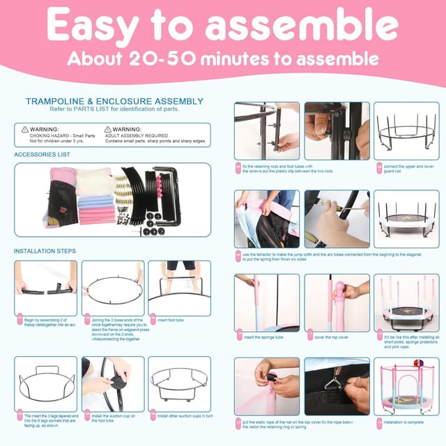 Thumbnail 6 de VGMiu 60" Trampoline for Kids 5 FT with Hoop