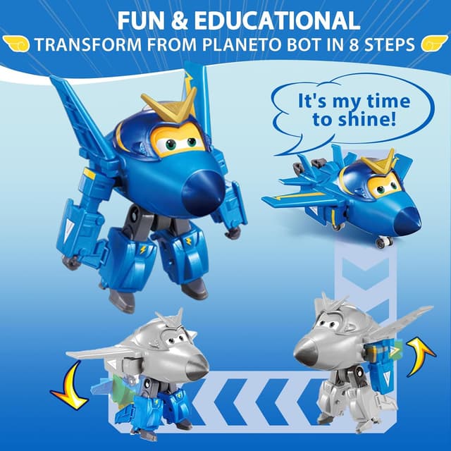 Detalle de Super Wings Jerome Flugzeug (Transforming) – umwandelbares Spielzeug für Kinder von 3 bis 8 Jahren, 12 cm, blau