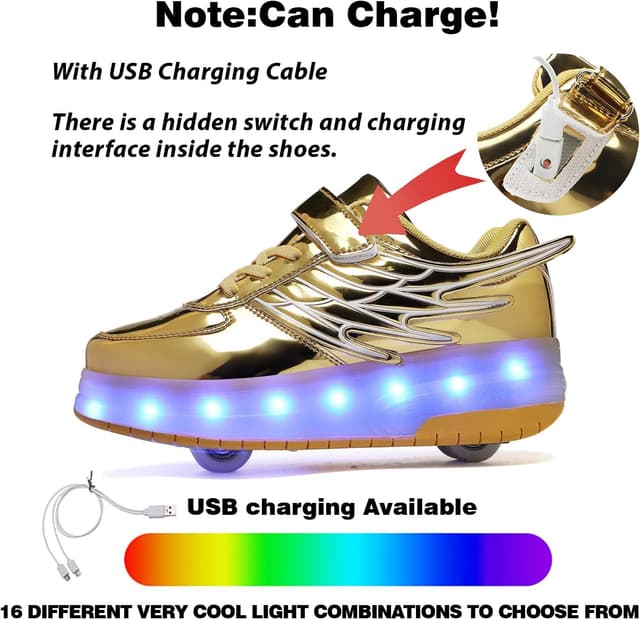 Detalle de HOVERKICKES LED Roller Skate Shoes for Kids with Rechargeable Lights and Detachable Wheels