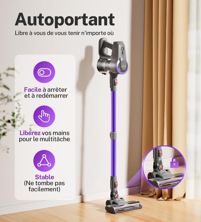 Thumbnail 6 de Aspirateur Balai sans Fil N300 28 kPa (2 vitesses) – 55 min d’autonomie, 6 en 1 pour poils d’animaux