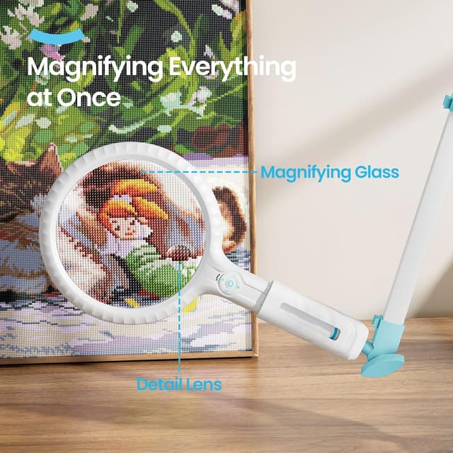 Detalle de ARTDOT abnehmbare Lupe mit Licht und Ständer – Lupenleuchte für Lesen, Basteln und Modellbau