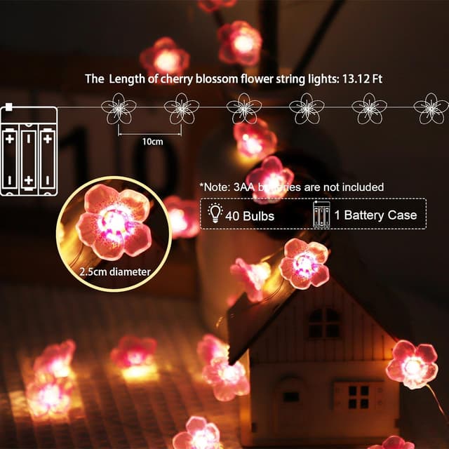 Detalle 2 de A.bigwhale Kirschblüten Lichterkette 4 m