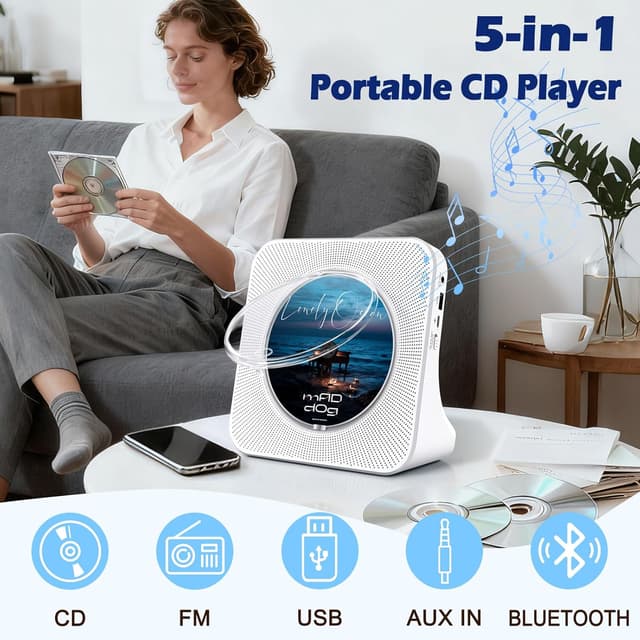 Thumbnail 1 de Reproductor CD Bluetooth con temporizador 70°