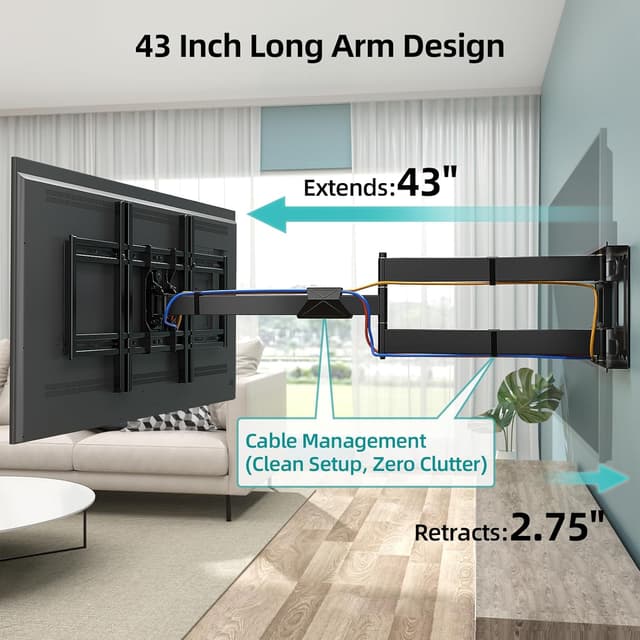 Detalle de HCMOUNTING Long Arm TV Wall Mount 110 lb