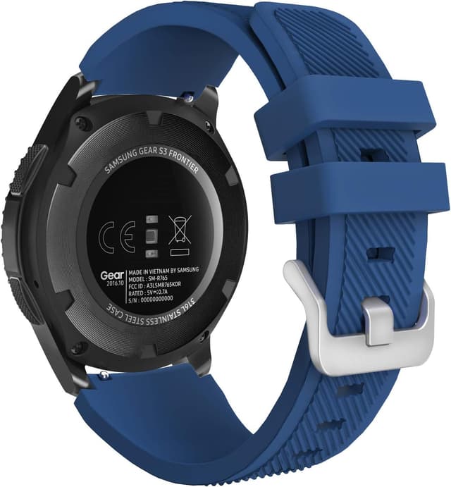 Detalle de MoKo 22mm soft silicone sport strap for Samsung Galaxy Watch 3 45mm / Galaxy Watch 46mm / Gear S3 Frontier & Classic (Dark Blue)