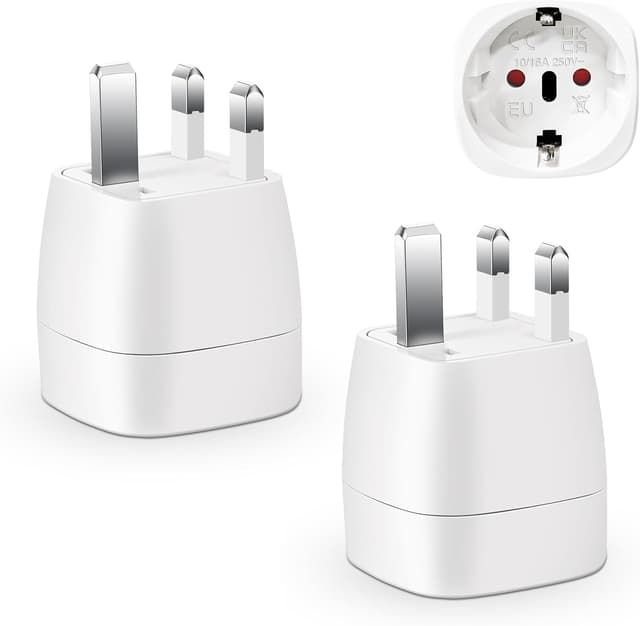 Detalle de 2er-Pack Reiseadapter UK (Typ G) für England/Deutschland – Travel Adapter mit kompaktem Steckformat