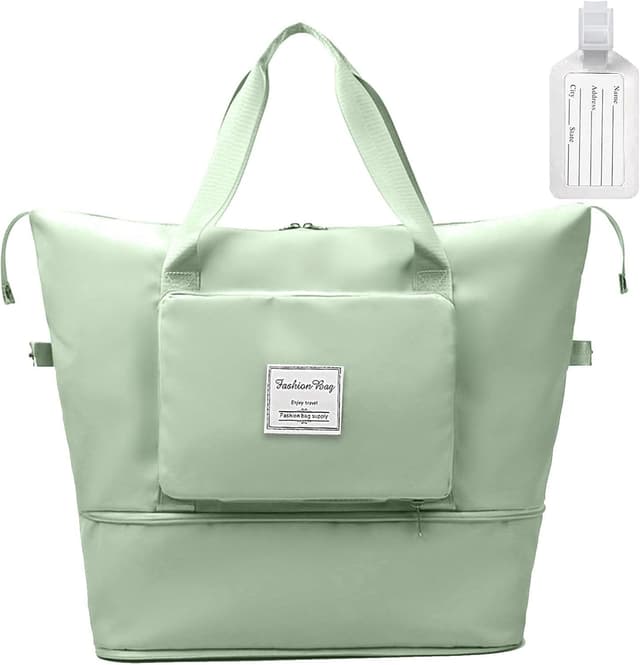 Detalle de flintronic Reisetasche Damen – faltbare, wasserdichte Travel-Bag/Weekender-Tasche in Schwarz