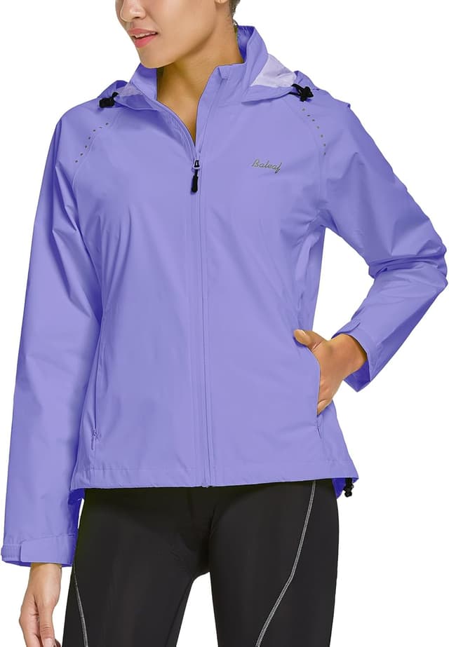Detalle 2 de baleaf Damen Fahrradjacke Regenjacke wasserdicht & atmungsaktiv – leichte Outdoor-Windjacke für Sommer, Trekking & Sport