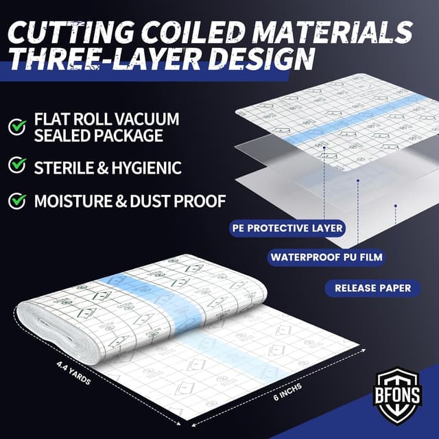 Detalle de BFONS Tattoo Aftercare Waterproof Bandages (6 in x 4.4 yd) Transparent Film Tattoo Cover Up Tape