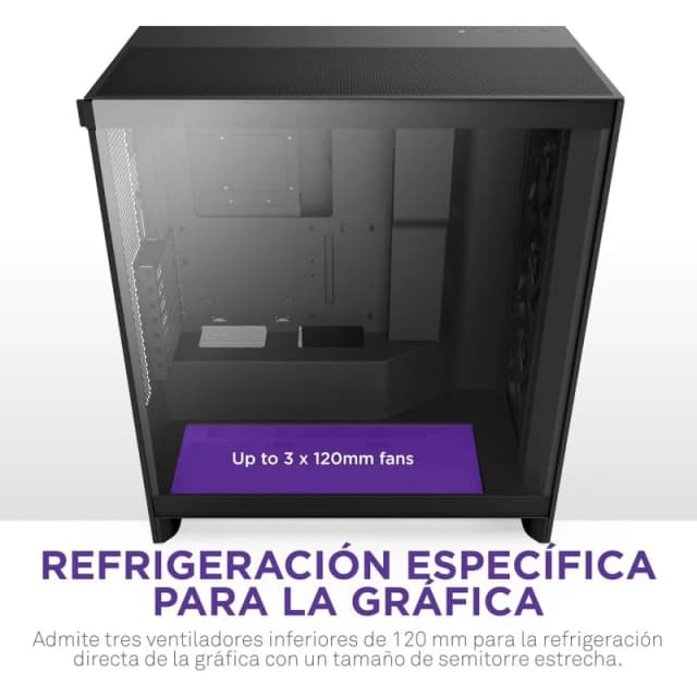 Detalle 2 de NZXT H7 Flow 2024 con cristal templado y USB 3.2 (negro)